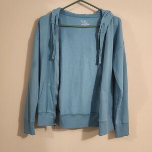 Time And Tru Light Blue Women's Full Zip Fleece Jacket with Pockets Size S